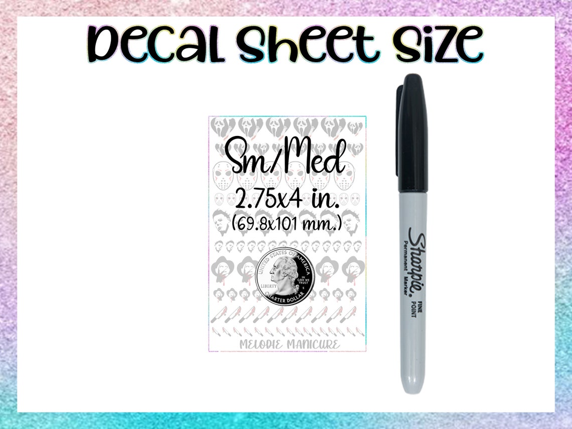 OG Horror Villain Nail Decals, Waterslide Decals, Jason Nail Decals