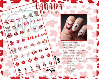 Canada Nail Decals - Love Canada Nails - Maple Leaf Nails - Waterslide Nail Decals - Proud Canadian Nails