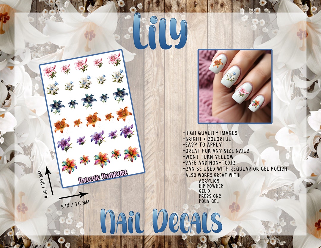 Lily Flower Nail Decalswaterslide Decalsnail Artnail Wrapscute