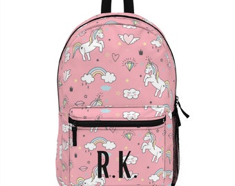 Kids Personalized Unicorn Backpack, Pink Unicorn Backpack, Custom Initial Backpack for Kids