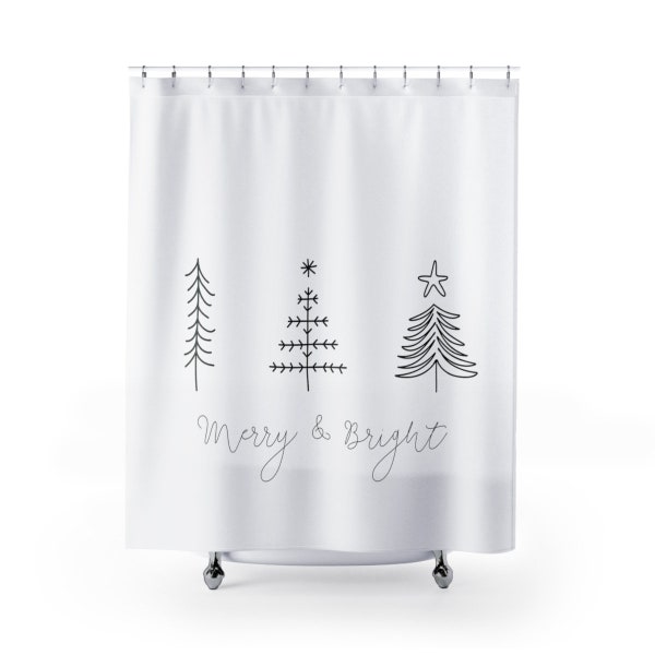 Christmas Shower Curtain Etsy
