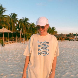 Trendy Sardine Shirt, French Shirt, Summer Coastal Ocean Style, Comfort Color Ivory