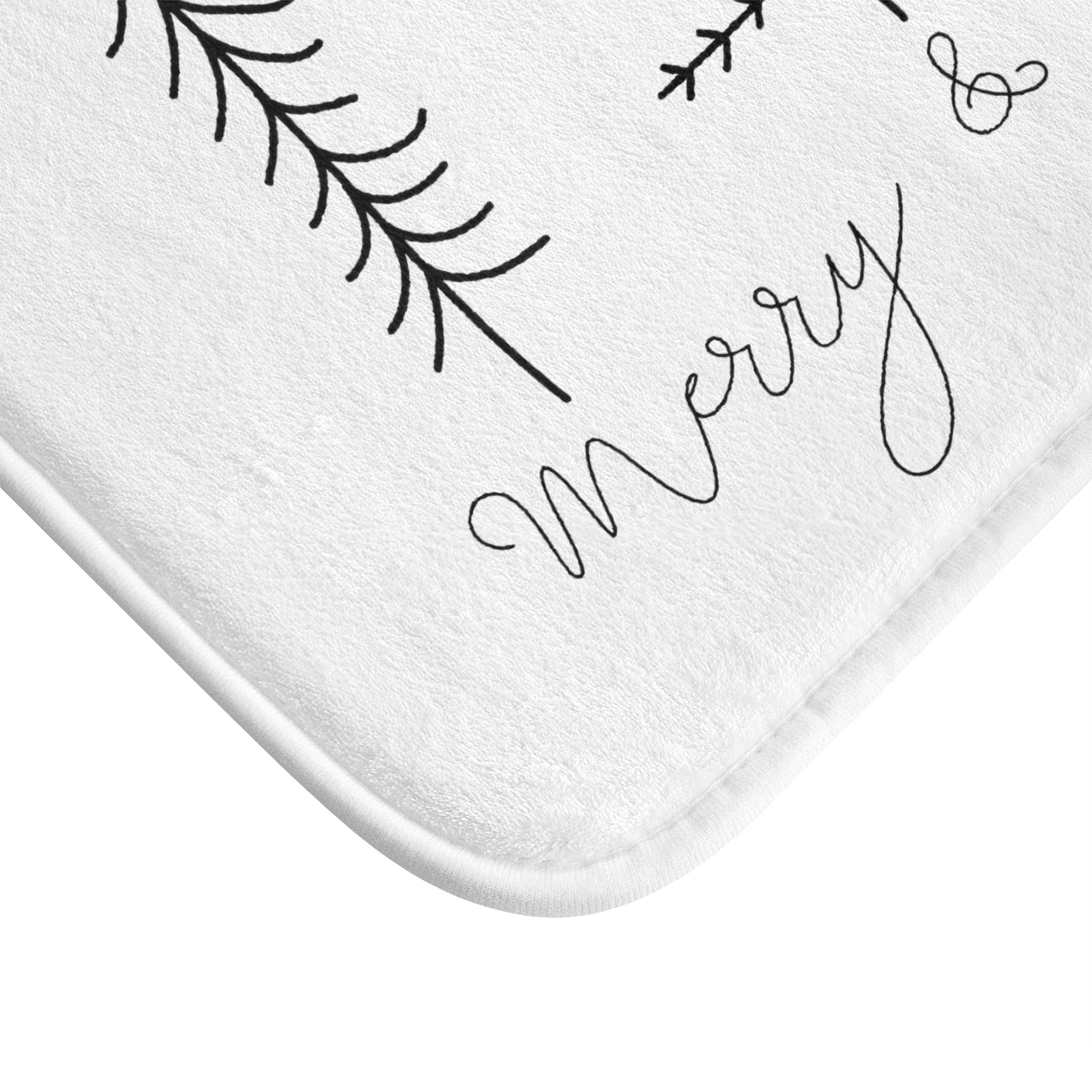 Christmas Bath Mat, Minimalist Christmas Bath Mat, Black and White