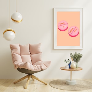 Take a Chill Pill Aesthetic Wall Art Poster Print, Instant Digital Download, Minimalist Home Decor, Bedroom Living Room Dorm Apartment Cute
