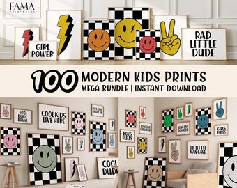Modern Kids Room Prints Bundle: Playful Nursery Decor (Digital Download