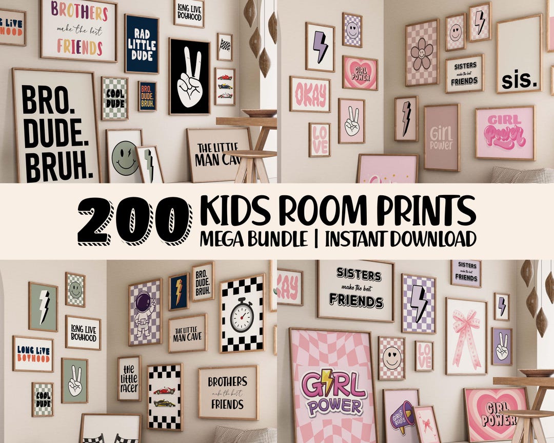 Pack of 200 Kids Room Prints: Playroom, Nursery, Playarea Decor ...