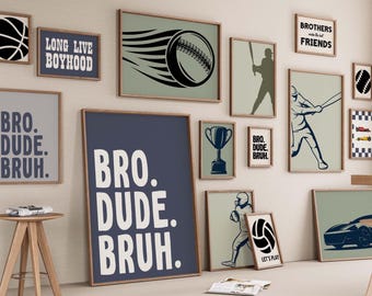 Retro Boys Room Wall Art Prints Set Of 300, Kids Bedroom Decor Gift for Birthday, Baby Shower, Unique Sports Car Posters, Digital Download