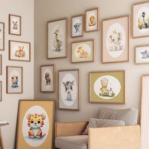 100 Baby Animal Nursery Prints: Eclectic Kids Room Decor (Digital Download Set)