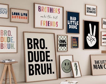 Boys Room Wall Art Prints: Dinosaur, Race Car, Quotes (Digital Download Bundle of 100+)