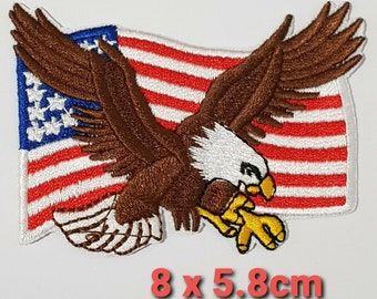 USA Flag Patch Iron Sew On American United States of America Eagle Biker Badge