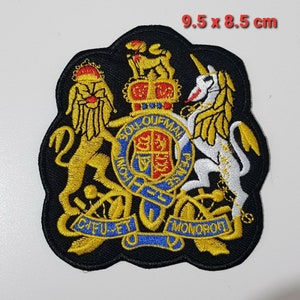 Royal Coat of Arms Embroidered Patch Iron / Sew On Badge UK British Gold Crown
