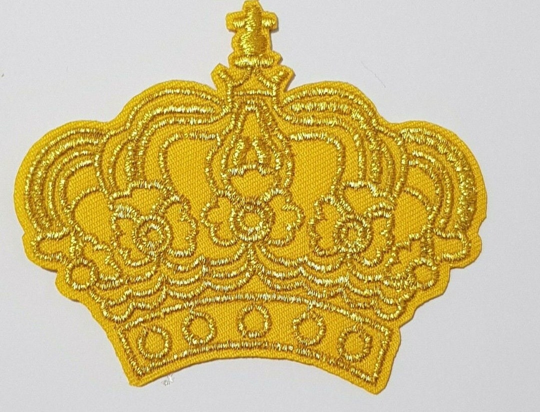 Gold Crown Patch Embroidered Iron / Sew on King Queen Fancy Dress