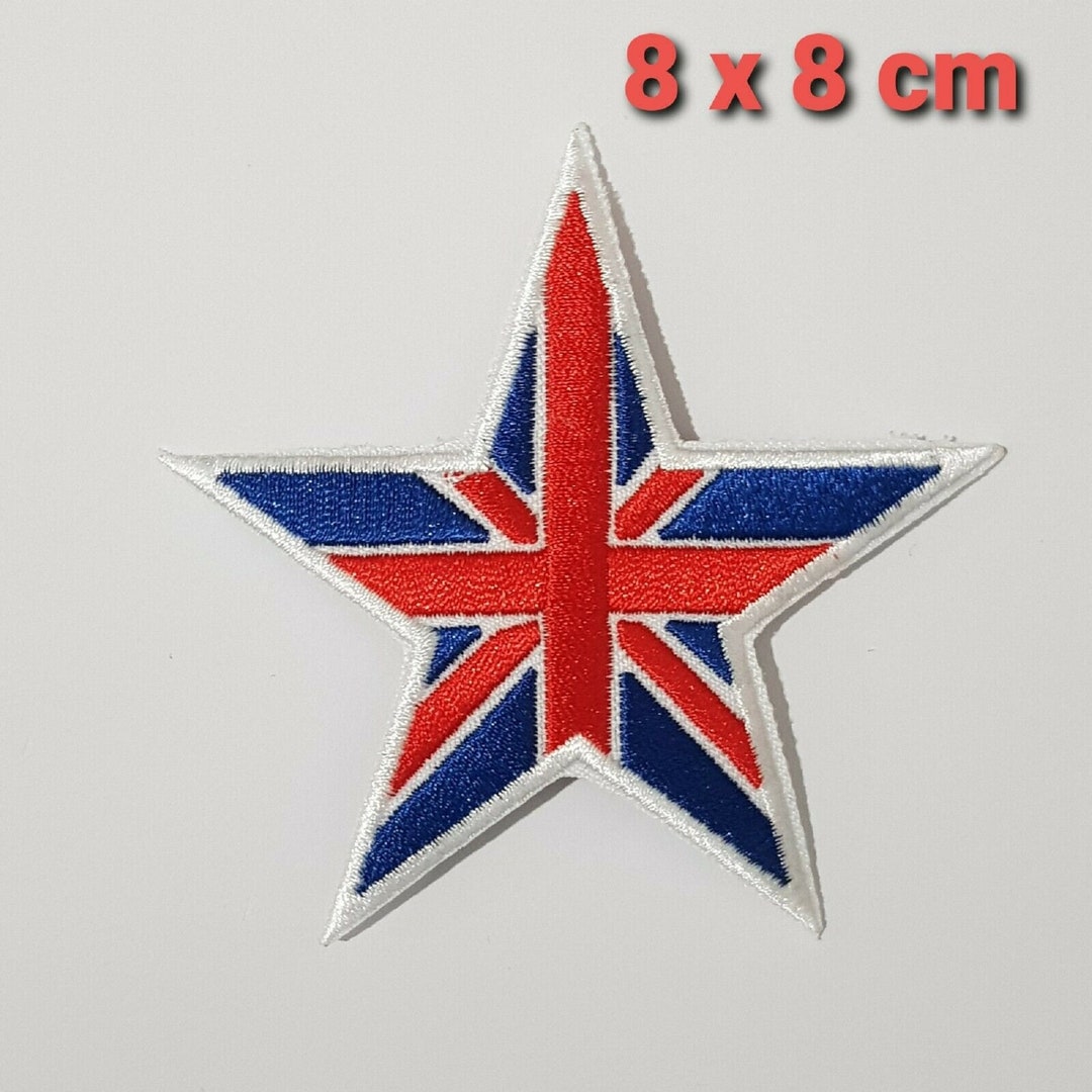 UK Flag Star Patch Embroidered Iron on Sew on Union Jack British Badge ...