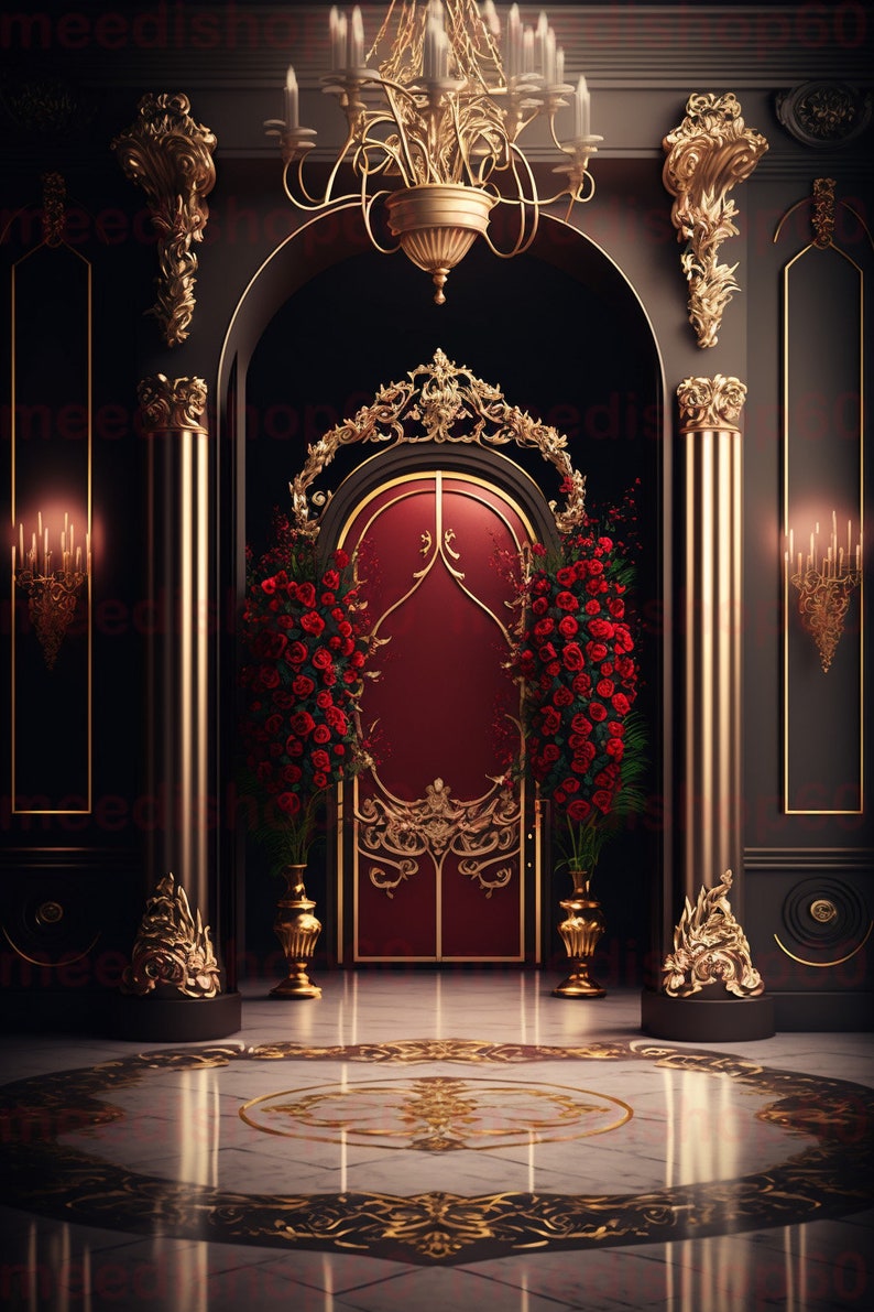 10 X Red and Black Backdrops, Red Flowers Backdrop, Luxury Backdrop, Maternity Backdrop Overlays