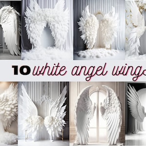 10 x Angel Wings Backdrops, White Wings Backdrop, White Backdrop, Maternity Backdrop Overlays, Studio Photographers Backdrops