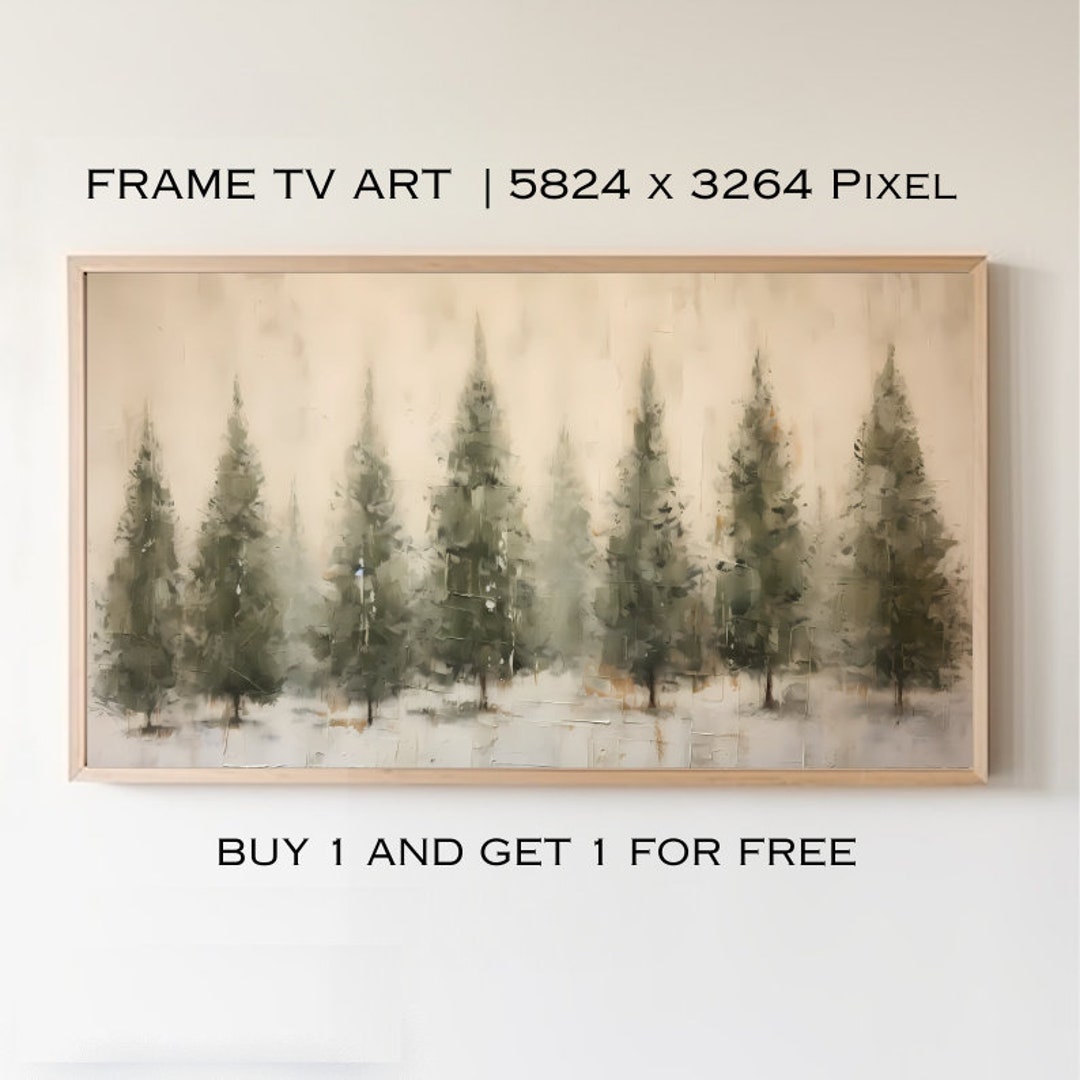 Primitive Christmas Trees TV Art for Samsung Frame TV Farmhouse Decor