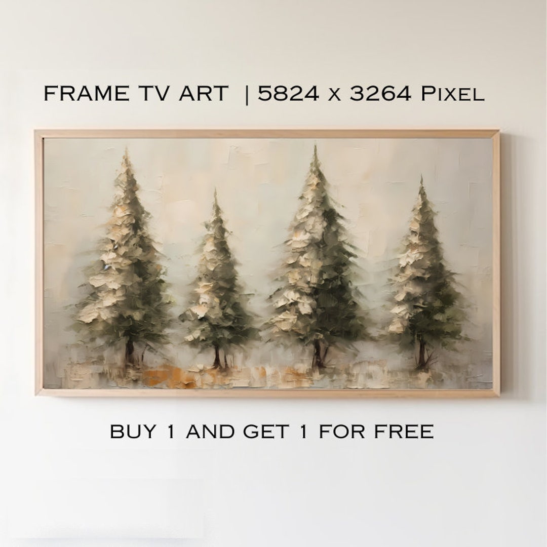 Primitive Christmas Trees TV Art for Samsung Frame TV Farmhouse Decor