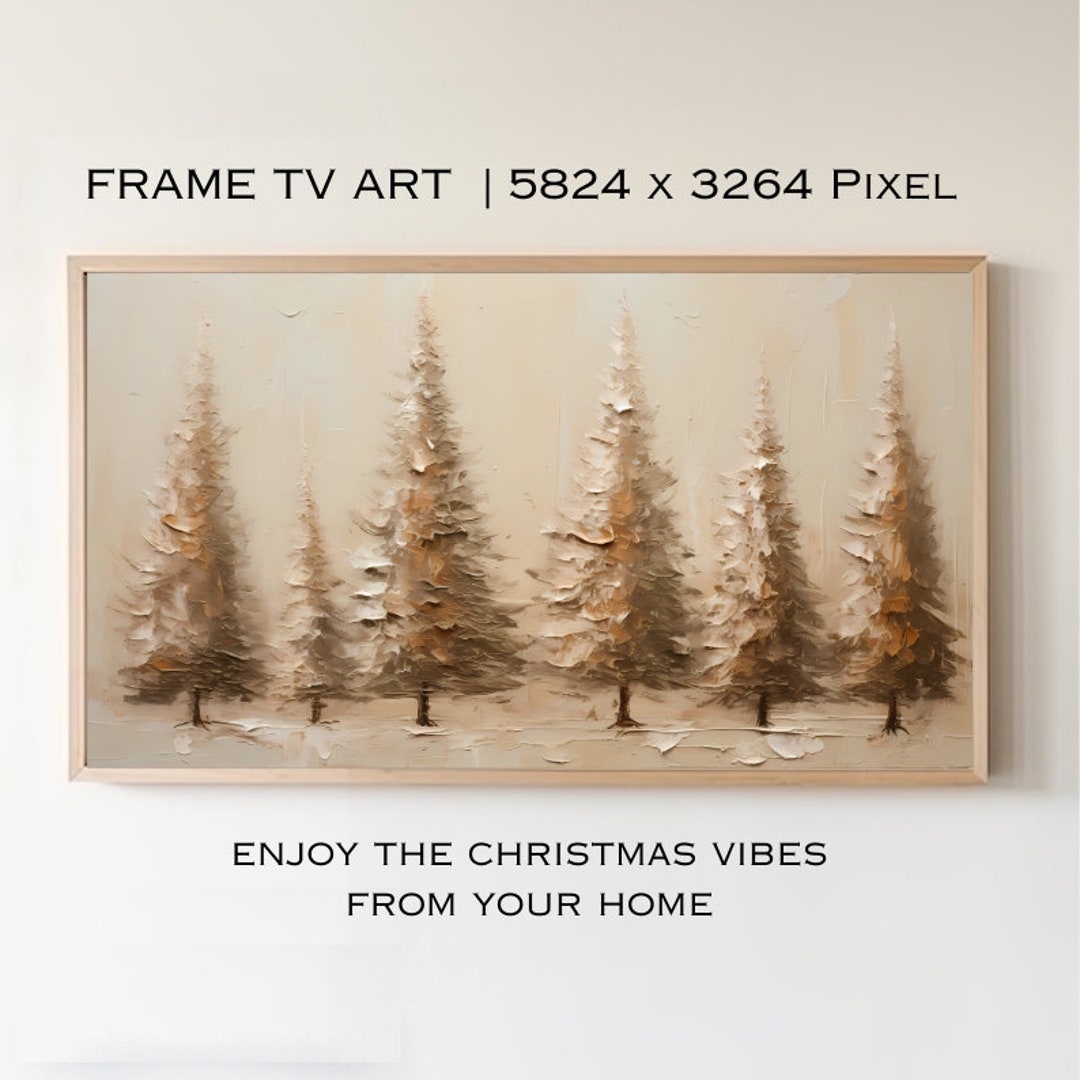 Primitive Christmas Trees TV Art for Samsung Frame TV Farmhouse Decor