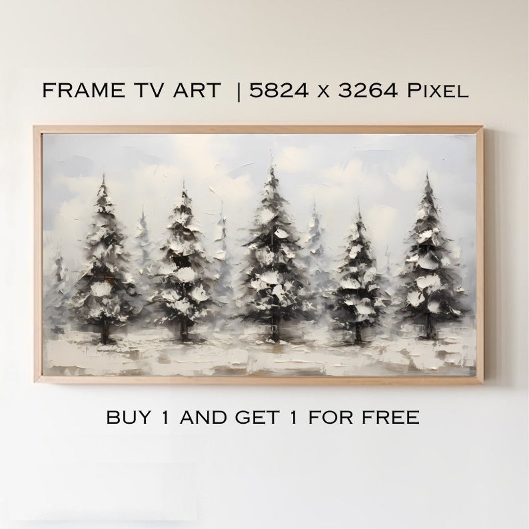 Primitive Christmas Trees TV Art for Samsung Frame TV Farmhouse Decor