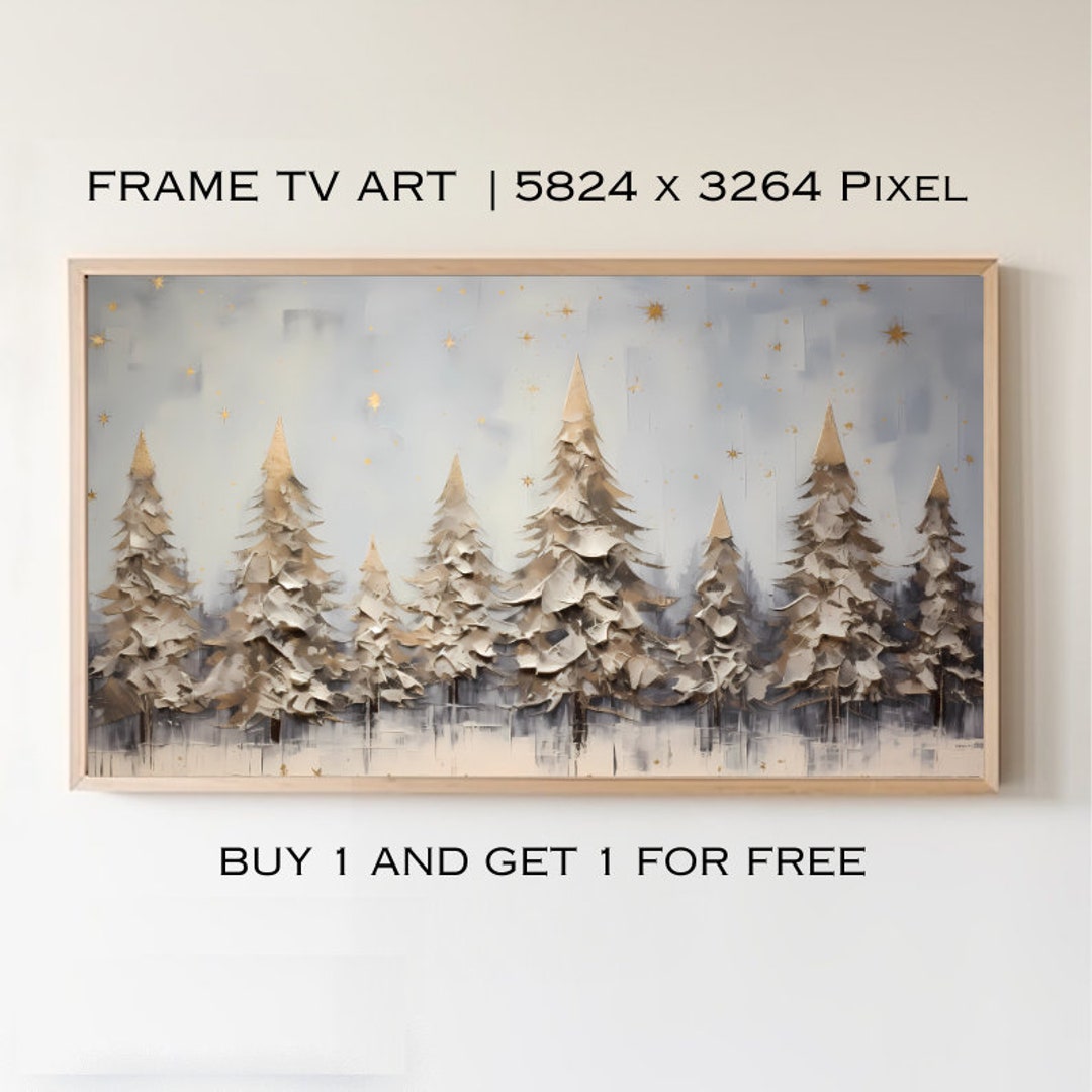 Primitive Christmas Trees TV Art for Samsung Frame TV Farmhouse Decor