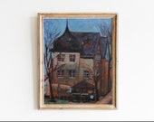 Lovely House, Oil Painting on wood canvas