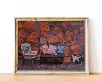 Cafe Nostalgia Original Oil Painting on Wood Panel (30x40 cm)