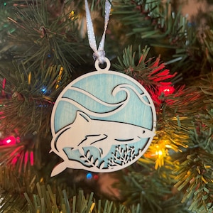 Shark Christmas Ornament: Sea Life Wood Decoration