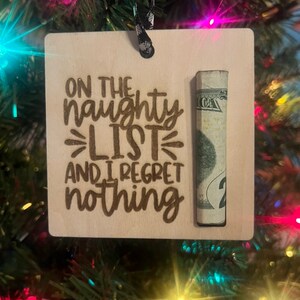 Naught List Money Clip Ornament (wood)