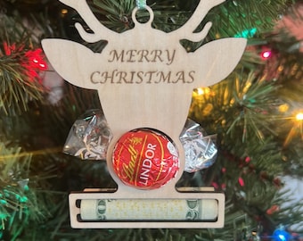 Merry Christmas money and chocolate ornament