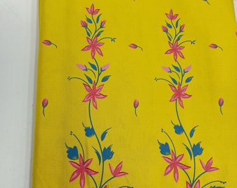 yellow colour hand block printed cottonrayon fabric for women daily uses,party wear