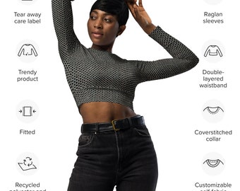 Chainmail Pattern Print Recycled long-sleeve crop top