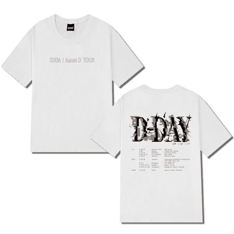 Chemise Suga Agust D TOUR D-DAY, T-shirt Suga Blanc