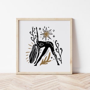Yoga Woman Cross Stitch Pattern, Modern Embroidery DIY (Digital Download PDF)