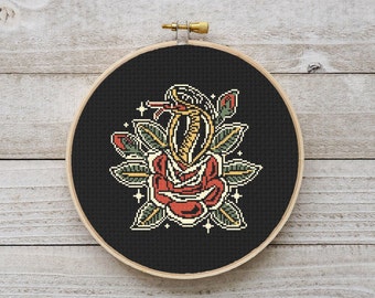 Snake Tattoo Cross Stitch Pattern