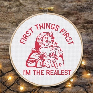 Funny Santa Cross Stitch Pattern, Christmas Cross Stitch, Digital Download PDF, Funny Cross Stitch, Modern Cross Stitch Chart,DIY Embroidery