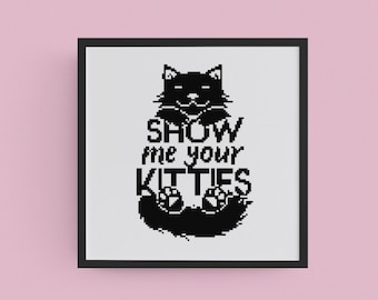 Patrón de punto de cruz de gato divertido, bordado sarcástico DIY (Descarga digital PDF)