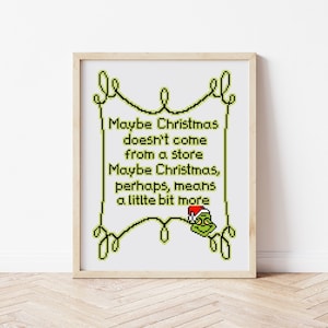 Grinch Kreuzstichmuster, Weihnachten Kreuzstichmuster, digitaler Download PDF, Weihnachtskreuzstich, Weihnachtsgeschenk, Stickerei, einfach zum Selbermachen