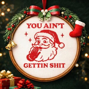 Funny Santa Cross Stitch Pattern, Christmas Embroidery DIY (Digital Download PDF P275