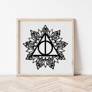Witchy Mandala Cross Stitch Pattern, Magic Book Embroidery Chart DIY (Digital Download PDF)