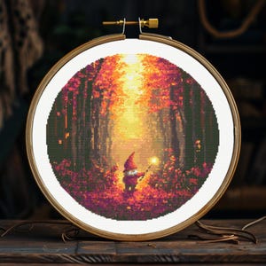 Little Wizard Forest Cross Stitch Pattern: Magic Autumn Embroidery DIY (Instant Download PDF) P77