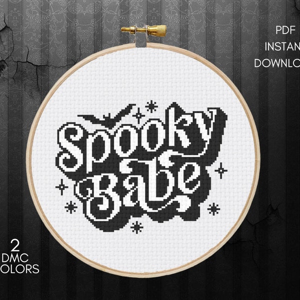 Spooky Cross Stitch Pattern, Babe Cross Stitch Chart, Cute Cross Stitch PDF, Digital Download PDF, Embroidery, Counted Cross Stitch, DIY