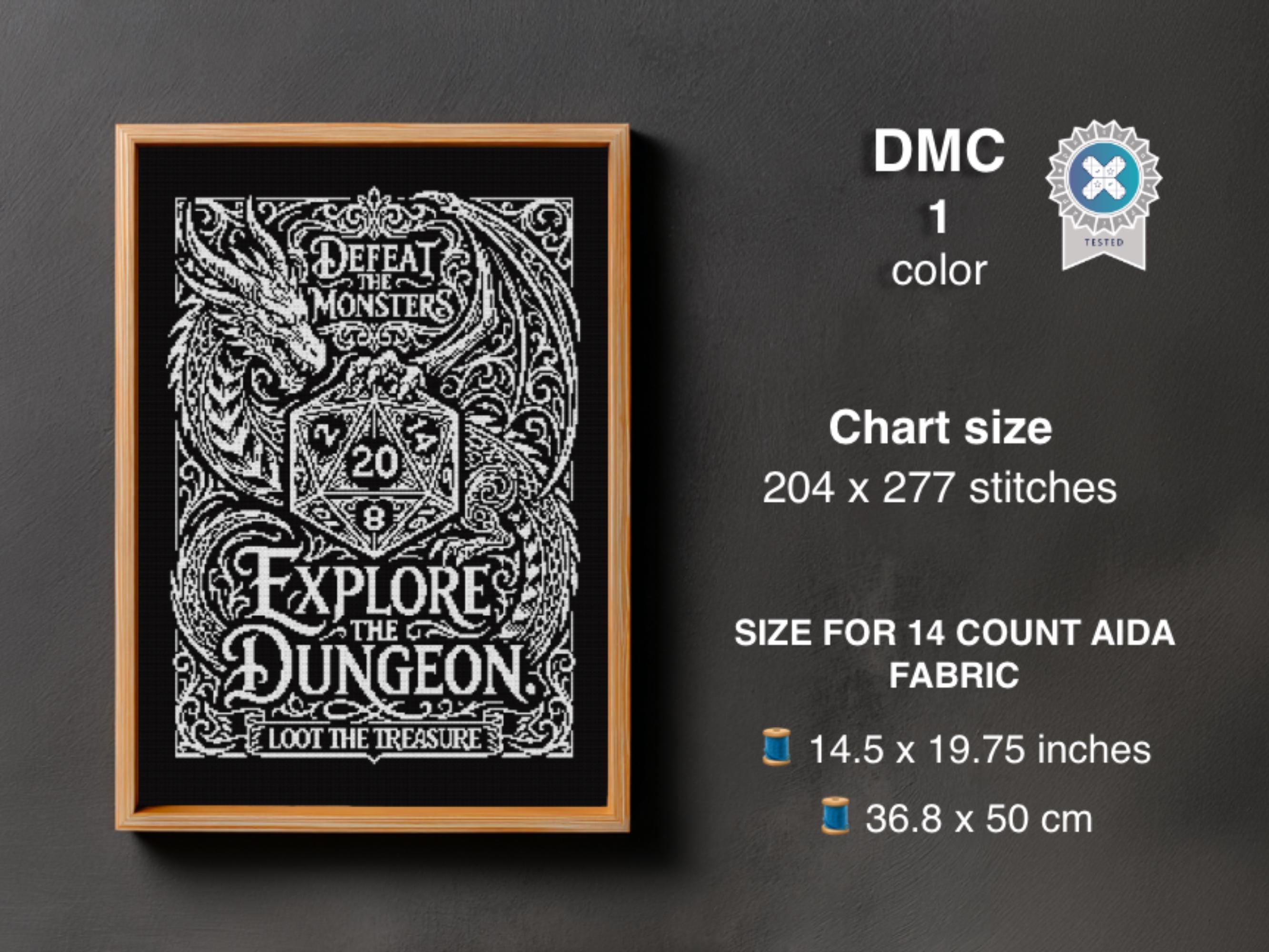 Dungeons and Dragons Cross Stitch Pattern, D20 Dragon Embroidery (PDF ...