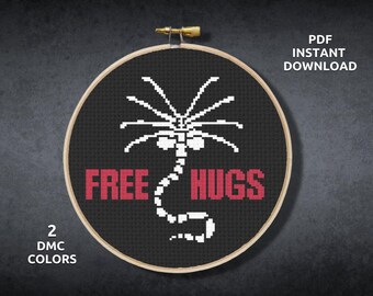 Facehugger Cross Stitch Pattern, Alien Cross Stitch Chart, Horror Cross Stitch PDF, Instant Download PDF, Embroidery, Counted Cross Stitch