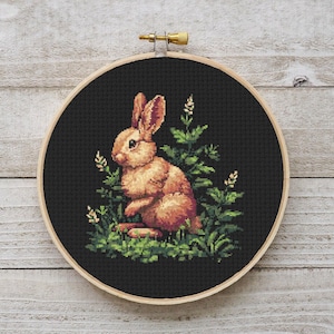 Rabbit Cross Stitch Pattern, Woodland Cross Stitch, Forest Cross Stitch Chart, Digital Download PDF, Embroidery, Modern Cross Stitch, DIY