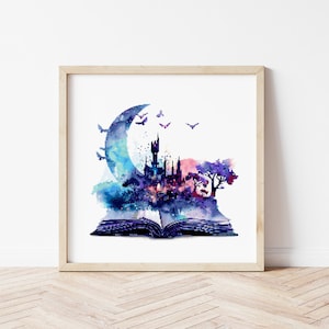 Magic Book Cross Stitch Pattern, Fantasy Cross Stitch, Castle Cross Stitch Chart, Digital Download PDF, Modern Cross Stitch, Embroidery DIY