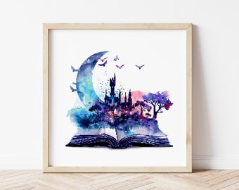 Magic Book Castle Cross Stitch Pattern: Fantasy Embroidery DIY (Digital Download PDF)
