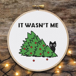 Bad Cat Cross Stitch Pattern, Funny Christmas Cross Stitch Chart, Digital Download PDF, Funny Cross Stitch, Counted Chart, Christmas Gift
