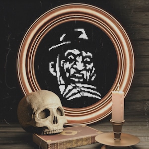 Freddy Krueger Cross Stitch Pattern, Digital Download PDF, Horror Cross Stitch, Movie Cross Stitch, Counted Chart, Horror Movie, Embroidery