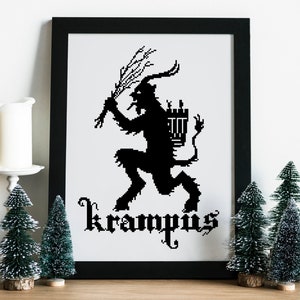 Krampus Cross Stitch Pattern, Digital Download PDF, Christmas Cross Stitch, Demon Cross Stitch PDF, Holiday Cross Stitch, Christmas Gift DIY
