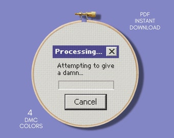 Funny Windows 95 Cross Stitch Pattern, 8-Bit Pixel Embroidery DIY (Digital Download PDF)